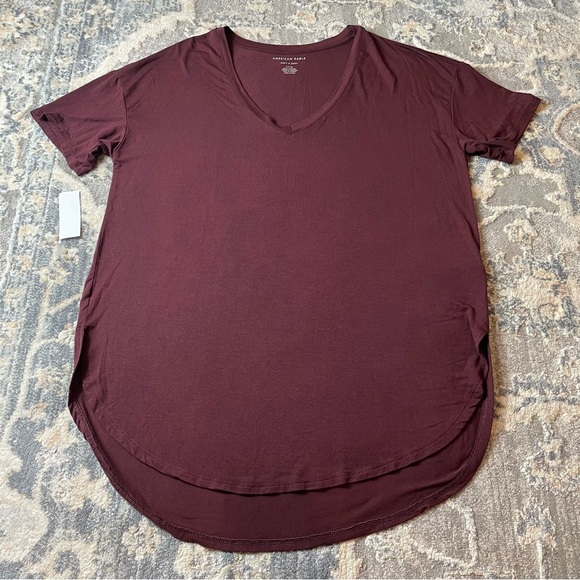 American Eagle Outfitters Burgundy Soft Sexy Short Sleeve T-Shirt - Picture 1 of 4